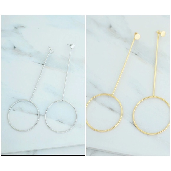 NEW Drop Hoop Earrings - Picture 2 of 5